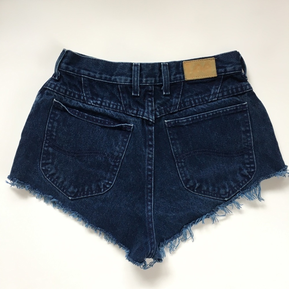 Vintage Lee High Waist riveted jean shorts blue 6 - Picture 4 of 8